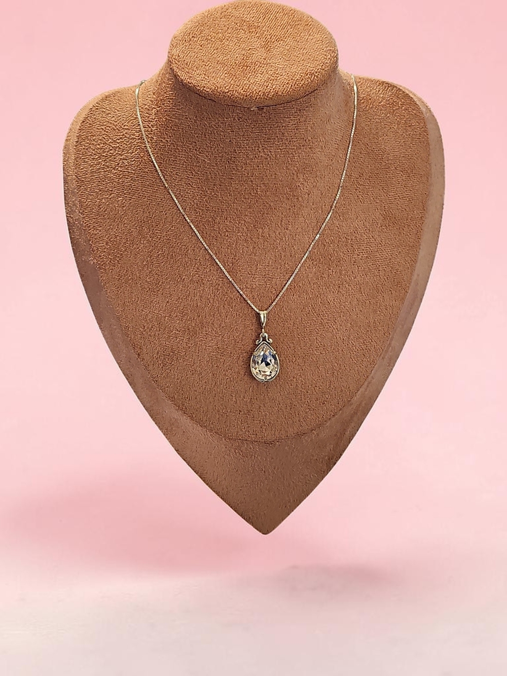 Nwt Nora Zuman Silver pink Teardrop Crystal Pendant Necklace - Women Jewelry
